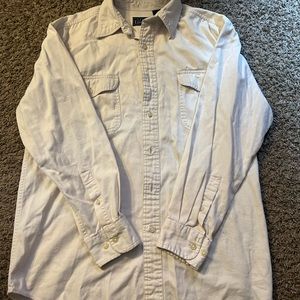 Long sleeve off white button up dress shirt